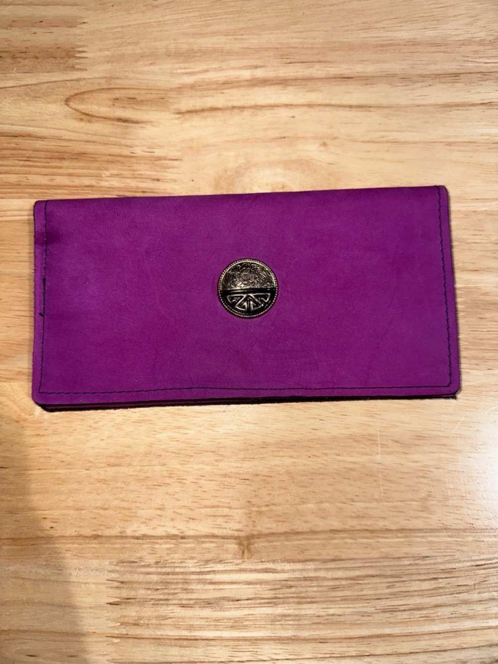 Purple Wallet Clutch with Decorative Medallion
